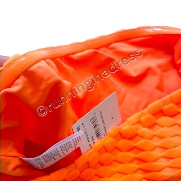 NWT Good American Jacquard Better Bandeau Bikini Top In Color Orange Cream - Picture 6 of 8